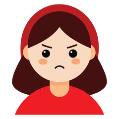  a girl with a frowning with red cheeks vector illustration on white background