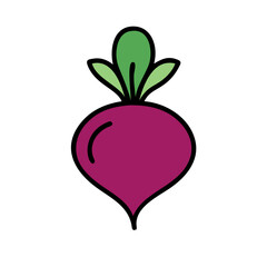 Stylized Purple Beet Icon on Black Background