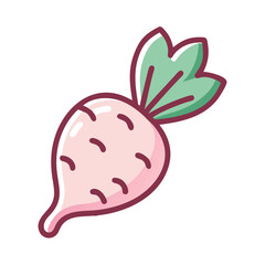 Cute Radish Icon Illustration on a Black Background