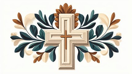 Medieval architectural decorations, cross shapes, white background, flat design illustration