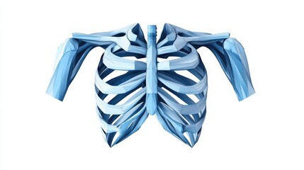 Blue Stylized Ribcage and Shoulders
