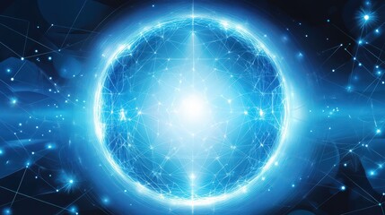 Blue Sphere Network with Connected Dots