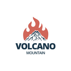Volcano mountain logo, Volcano eruption logo design.
