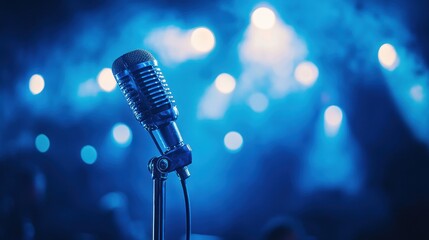 Obraz premium Singers Emotional Ballad in Soft Blue Beams