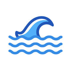 Stylized Blue Ocean Wave Illustration on Black Background