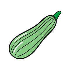 Cartoon Style Light Green Zucchini on Black Background