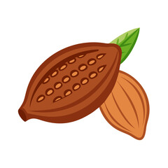 Cocoa beans illustration on black background, food ingredient