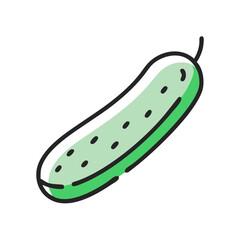 Illustrated Fresh Cucumber on Black Background Simple Graphic