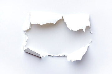 A torn white paper with a hole revealing the space inside