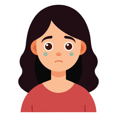 a girl with a teary eyes trembling lips vector illustration on white background