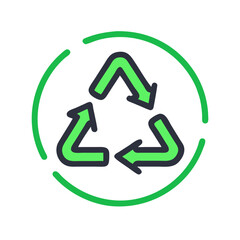 Green Recycle Symbol Icon for Environment and Sustainability