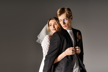 Joyful celebration of love during a spring wedding with a stylish young couple