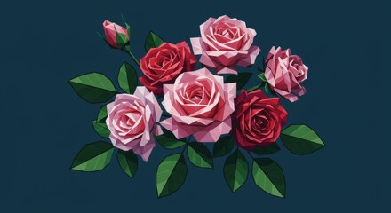 Geometric Stylized Bouquet of Roses