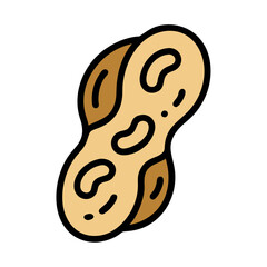 Isolated Peanut Vector Illustration on a Black Background