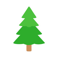 Cute Green Christmas Tree Illustration on Black Background