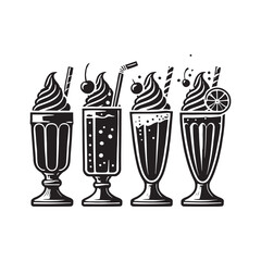 Milkshake Silhouette - Milkshake Vector - Milkshake Illustration - Design of Milkshake.