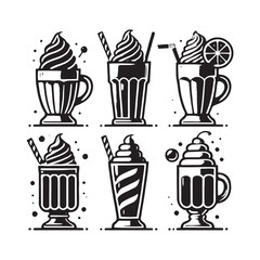 Milkshake Silhouette - Milkshake Vector - Milkshake Illustration - Design of Milkshake.