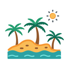 Tropical Island With Palm Trees and Sunshine Illustration