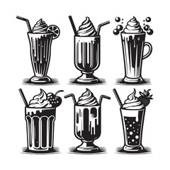 Milkshake Silhouette - Milkshake Vector - Milkshake Illustration - Design of Milkshake.