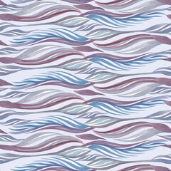 seamless pattern with waves swirls, marine motive