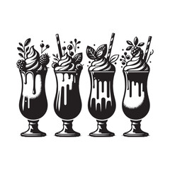 Milkshake Silhouette - Milkshake Vector - Milkshake Illustration - Design of Milkshake.