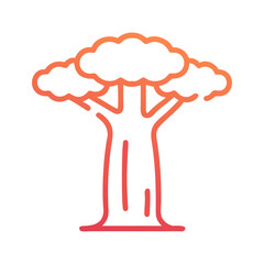 Baobab Tree Vector Icon Illustration on Black Background
