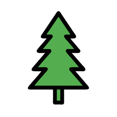 Green Christmas Tree Icon on Black Background Illustration