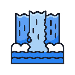 Stylized Waterfall Icon with a Bold Outline Design