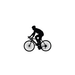 Man riding a bicycle silhouette on white background