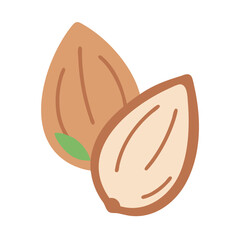 Two almonds on black background, simple vector graphic