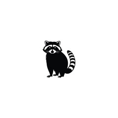 Raccoon silhouette on white background
