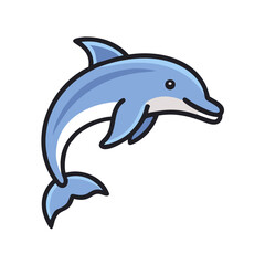 Cute cartoon dolphin vector illustration on black background