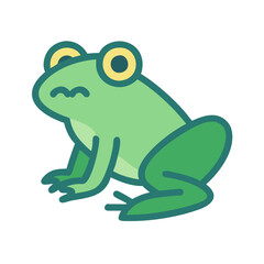 Cute Cartoon Green Frog Illustration on Black Background