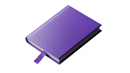 Png of A vibrant purple notebook with a ribbon bookmark, perfect for notes, journaling, or creativity.