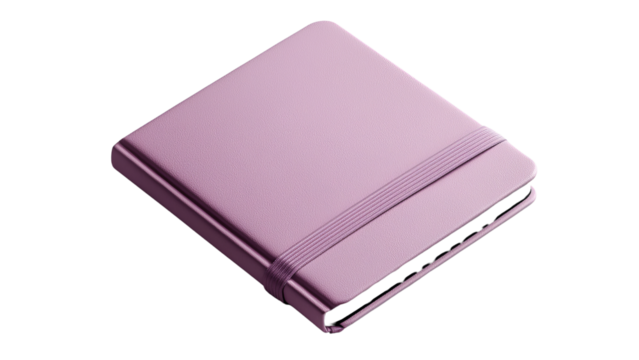 Png of Stylish purple notebook with an elastic band, perfect for notes and reminders. Minimalistic design for a modern touch.