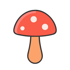 Cute Cartoon Mushroom Vector Illustration on Black Background