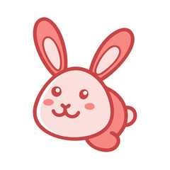 Cute Pink Cartoon Rabbit Illustration on Black Background