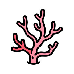 Pink coral silhouette on black background design element