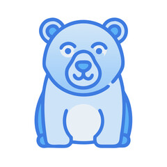 Cute blue polar bear cartoon icon on black