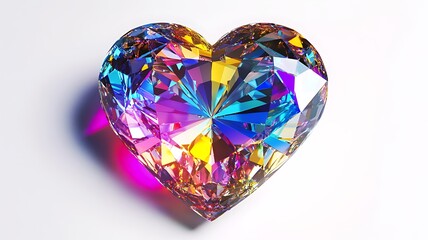 Fototapeta premium Heart Shaped Diamond Iridescent Multifaceted Prisma