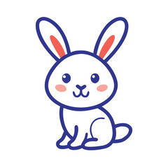 Cute cartoon rabbit illustration on a black background