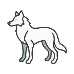 Minimalist Vector Illustration: White Wolf on Black Background