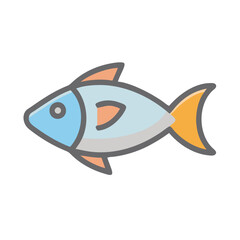 Simple Cute Fish Illustration Isolated on Black Background