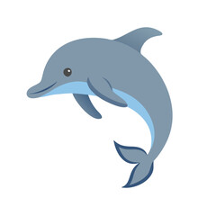 Playful Dolphin Cartoon Illustration Isolated on Black Background