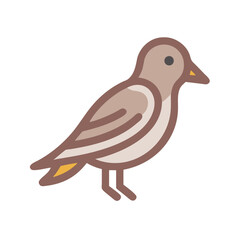 Cute Cartoon Sparrow Bird Illustration on Black Background