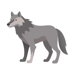 Gray Wolf Cartoon Vector Illustration on Black Background
