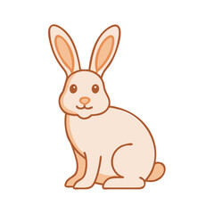 Cute cartoon bunny sitting down on black background