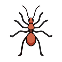 Red Ant Illustration on Black Background, Detailed Vector