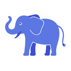 Cute Blue Elephant Cartoon Vector Illustration Isolated