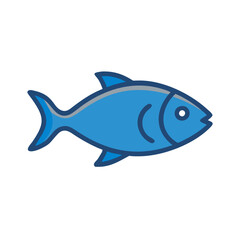 Simple blue fish icon illustration on black background
